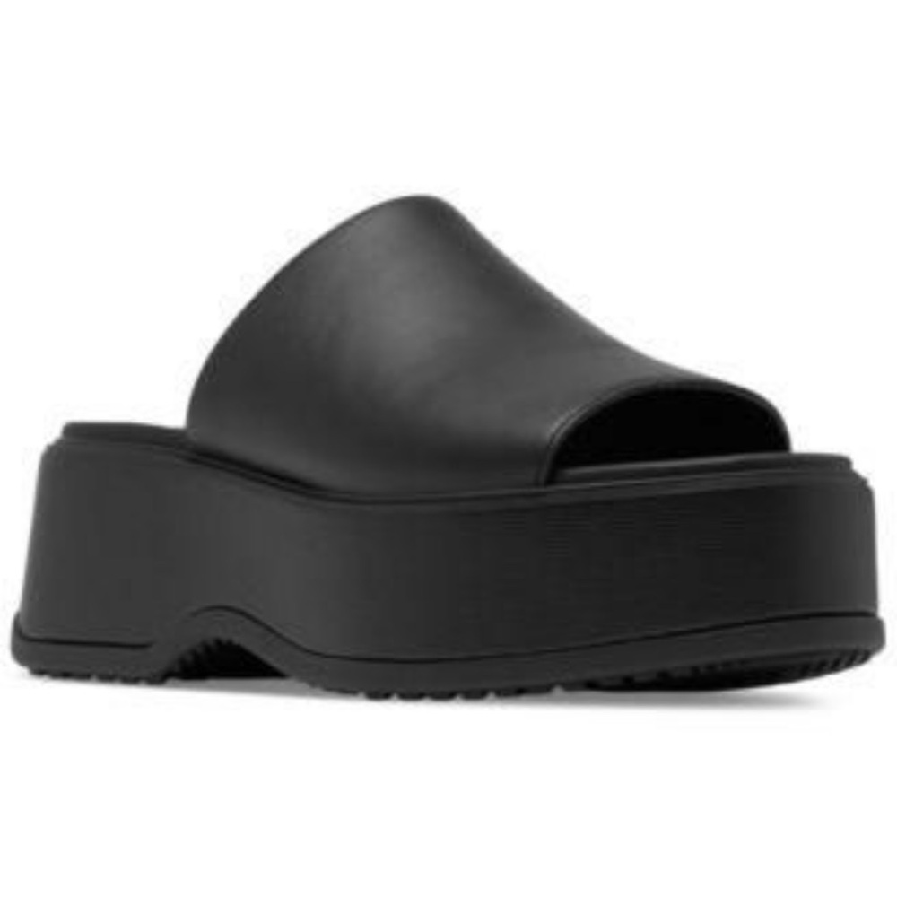 Sorel Black Platform Slide Sandals